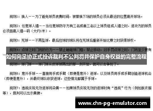 如何向足协正式投诉裁判不公判罚并保护自身权益的完整流程
